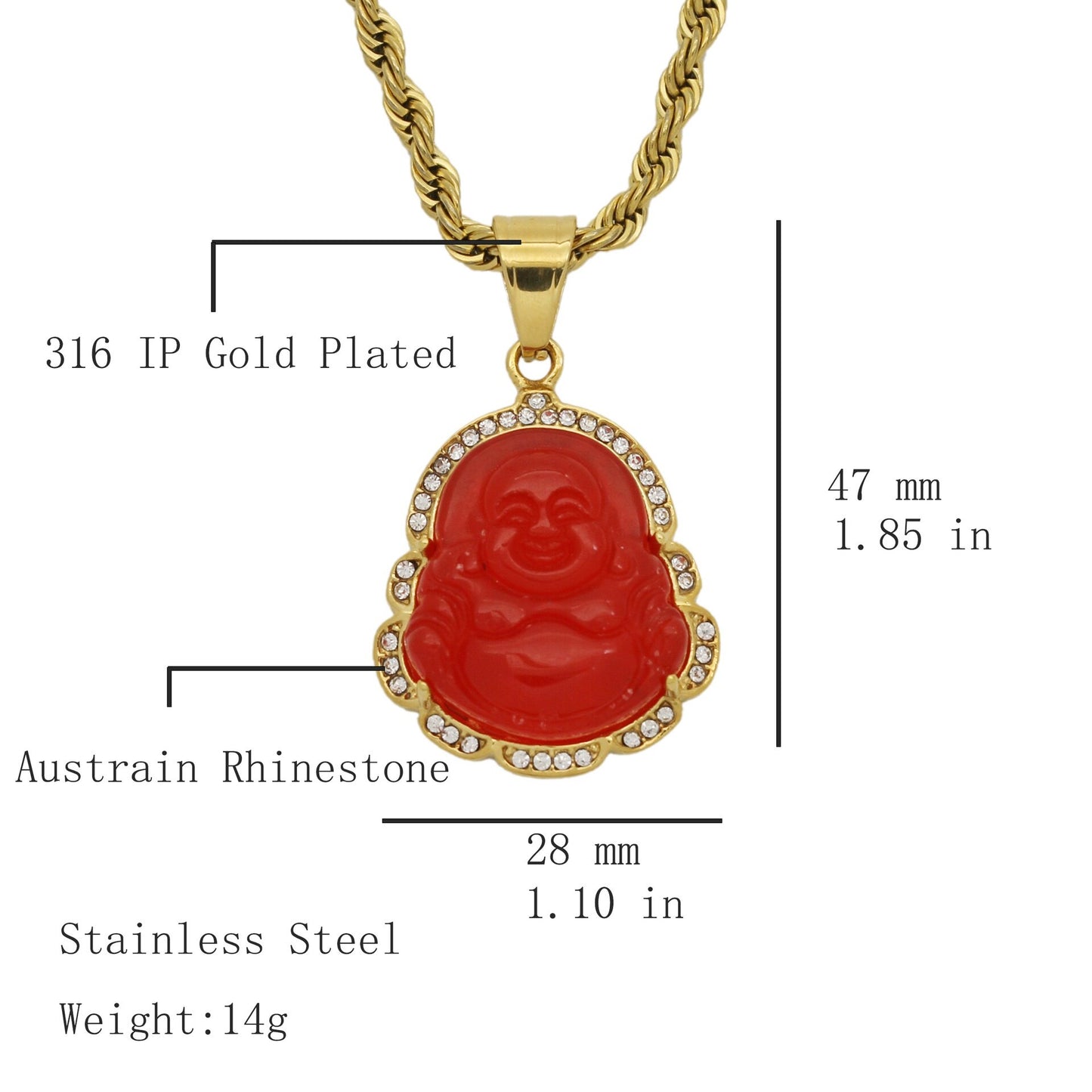 9-Color Stainless Steel Diamond-Embedded Malay Chalcedony Maitreya Buddha Pendant Ornament Big Belly Maitreya Buddha Pendant