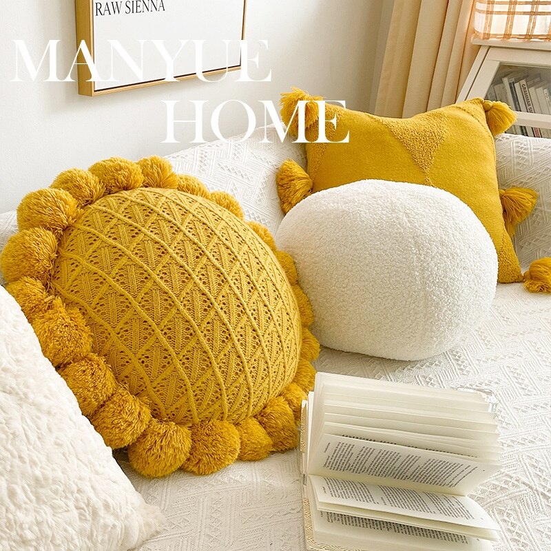 Ins style Yellow Bedroom Pillow Living Room Sofa Cushions