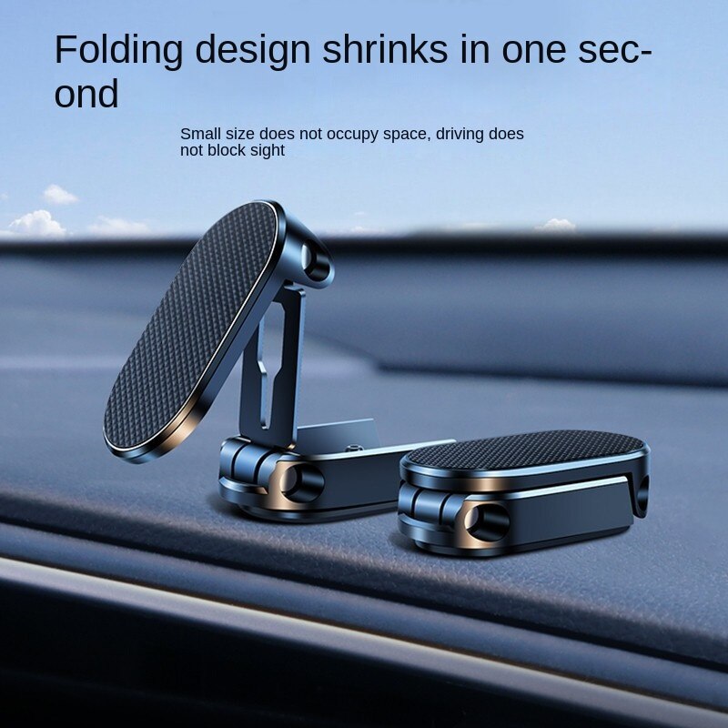 Creative Multi-Angle Positioning Car Alloy Folding on-Board Bracket Strong Magnetic Suction Rotating Height Adjustable Mobile Phone Bracket