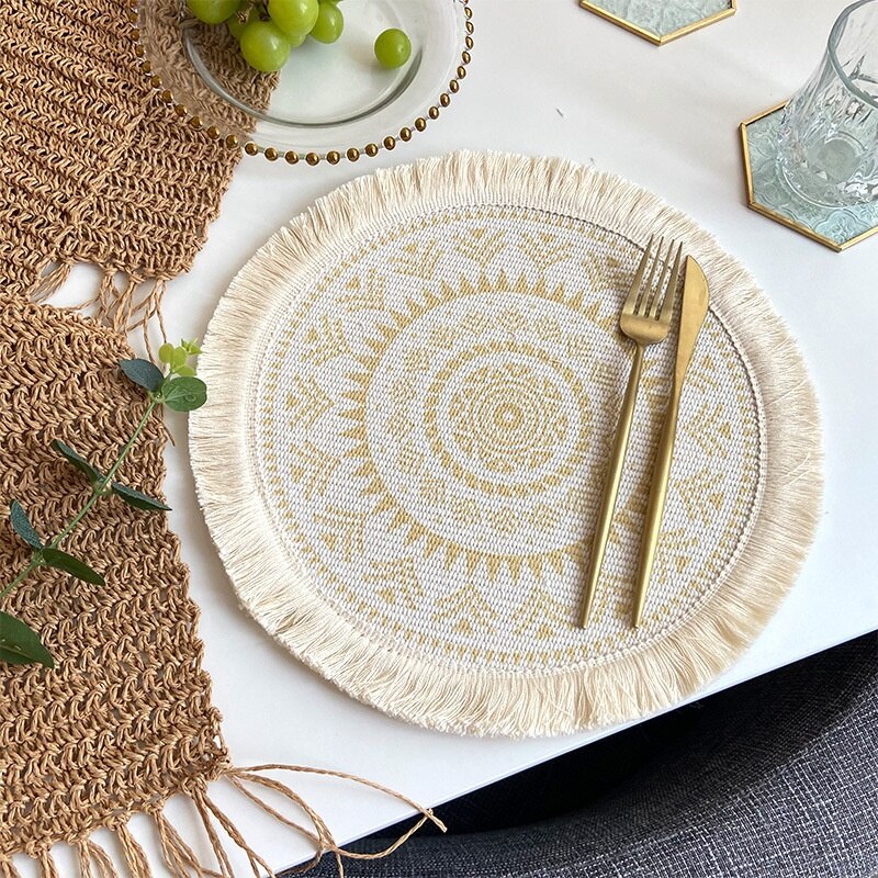 Light Luxury Bohemian Style Woven Cotton Placemats