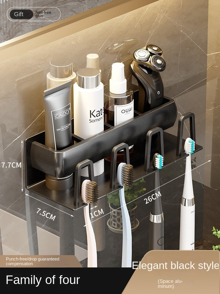 Bathroom Hole-Free Mouthwash Cup Toothbrush Wall-Mounted Storage Rack