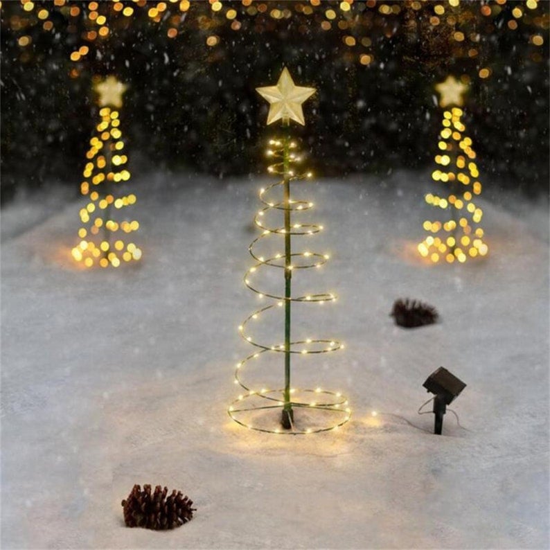 🎄Lumini solare metalice LED pentru decorarea bradului de Crăciun❄