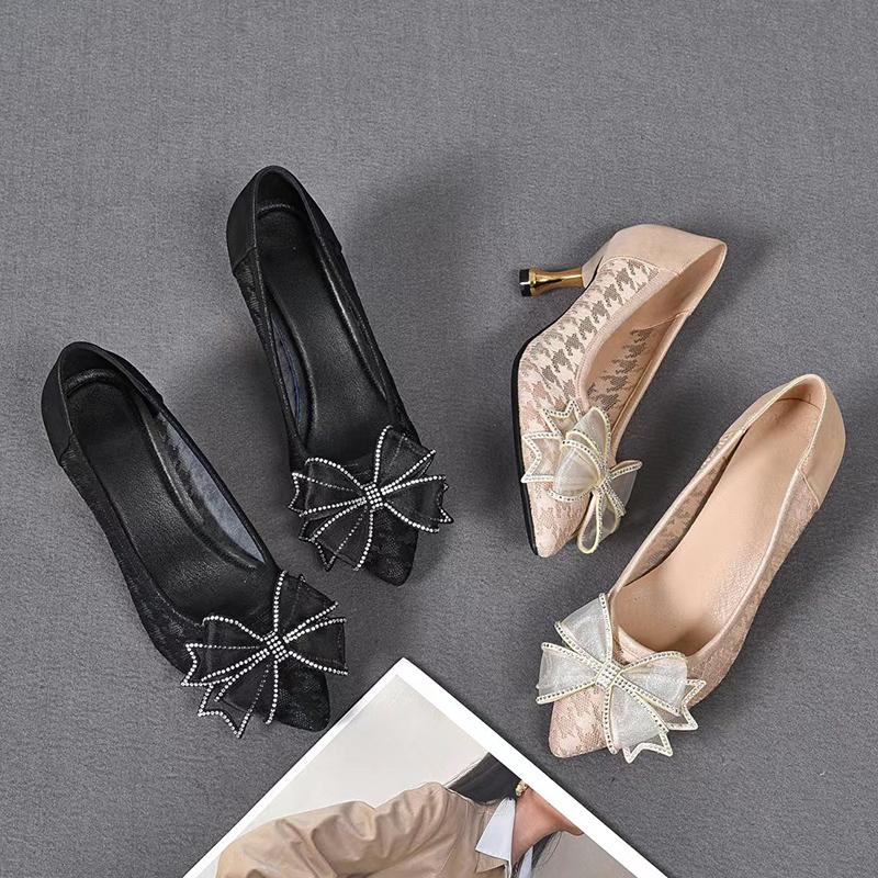 🔥Hot Sale 50% OFF🔥Lace bow exquisite high heels (Leather)