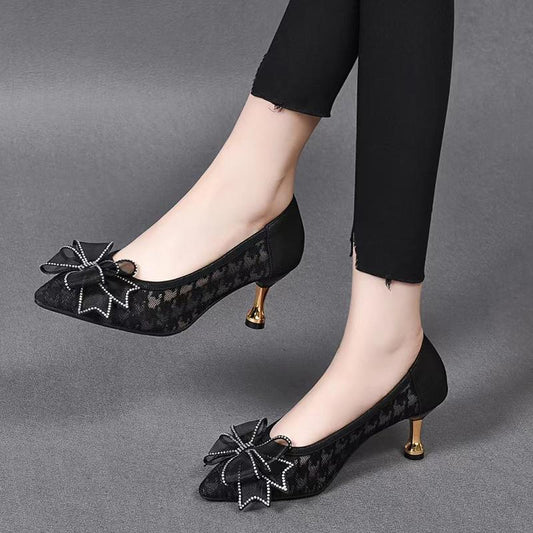 Lace bow exquisite women's shoes